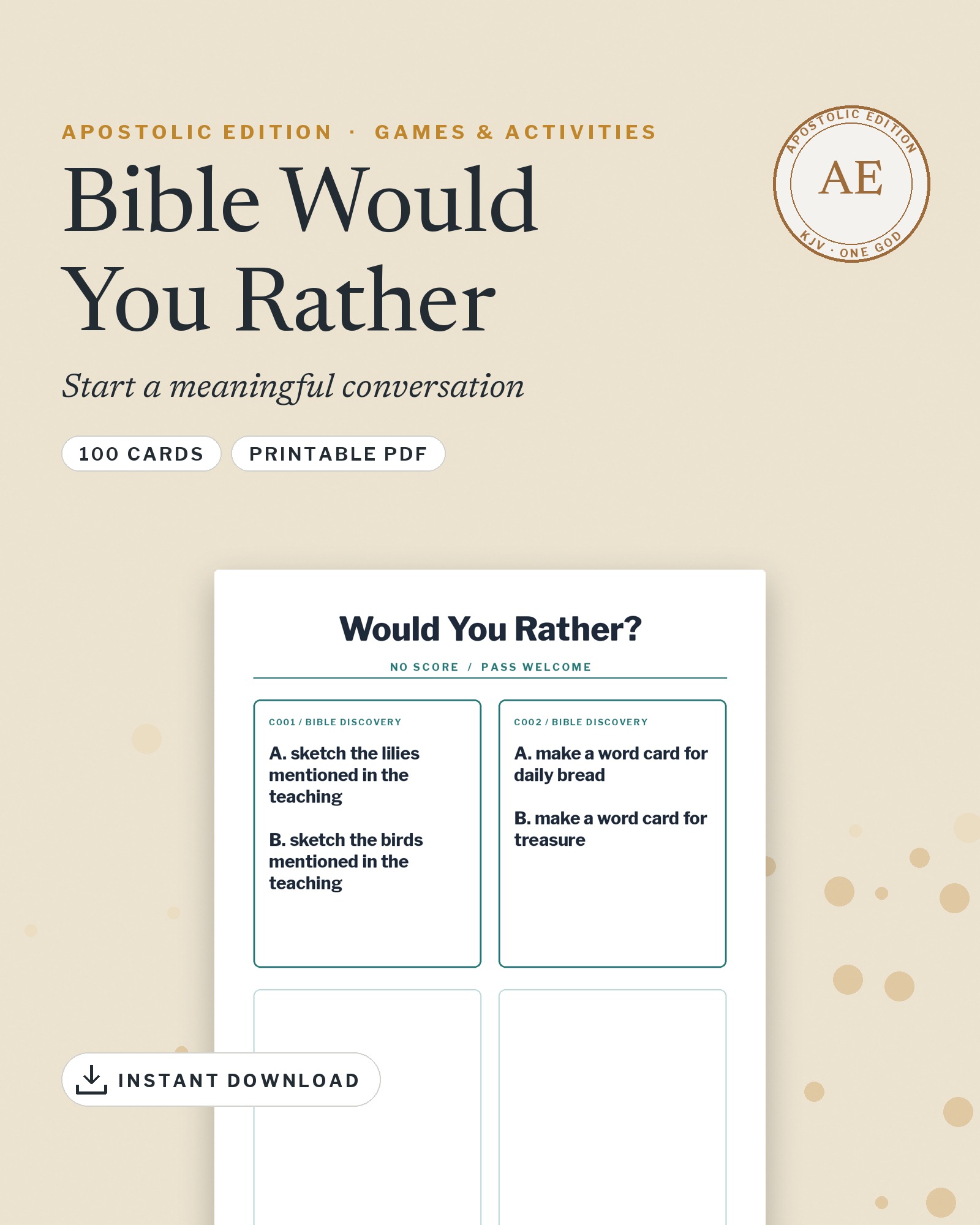 Bible Would You Rather — proposed AE cover