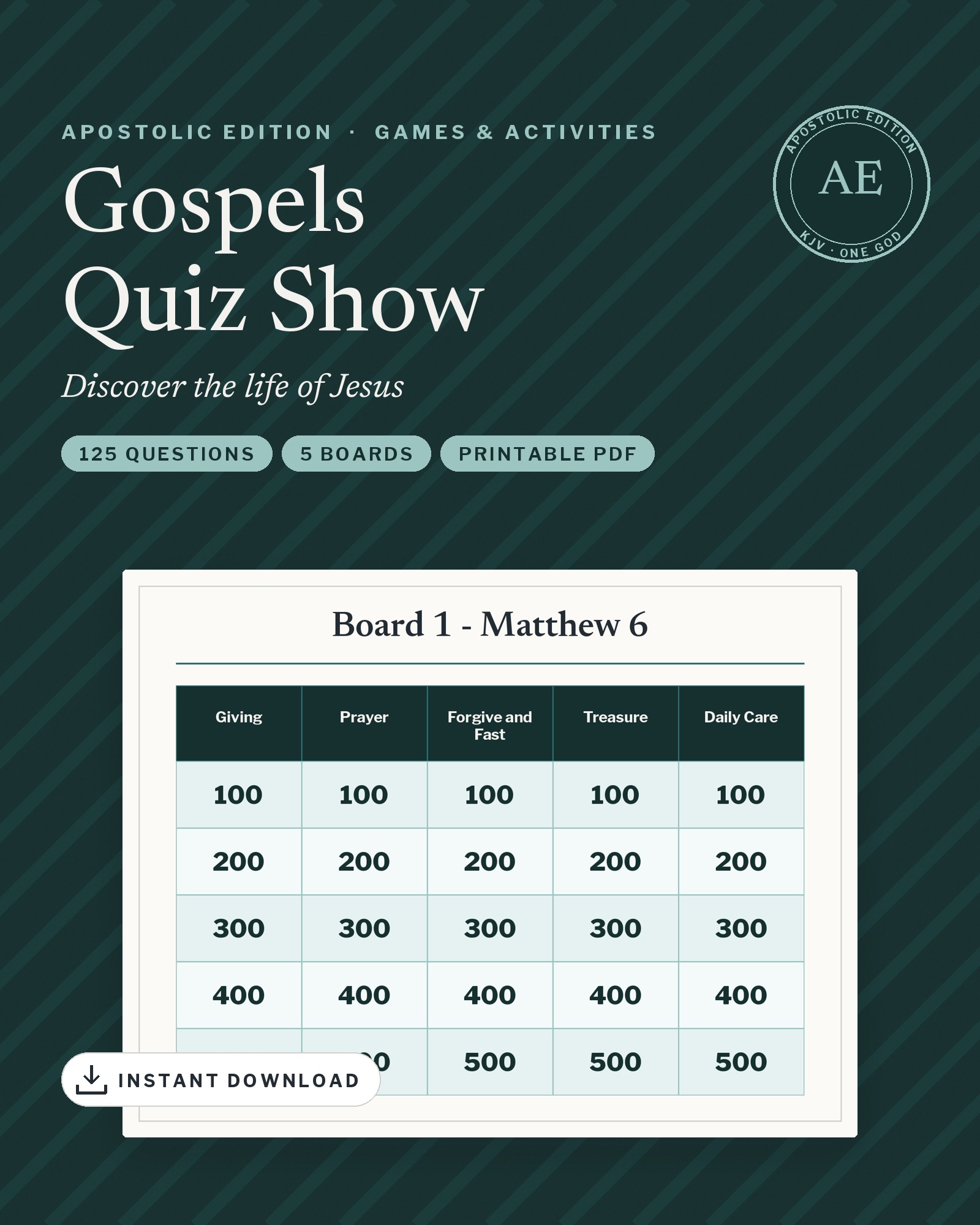 Gospels Quiz Show — proposed AE cover