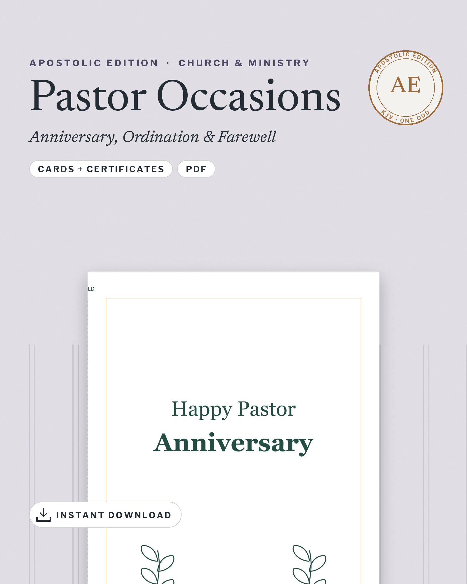 Pastor Occasions — proposed AE cover